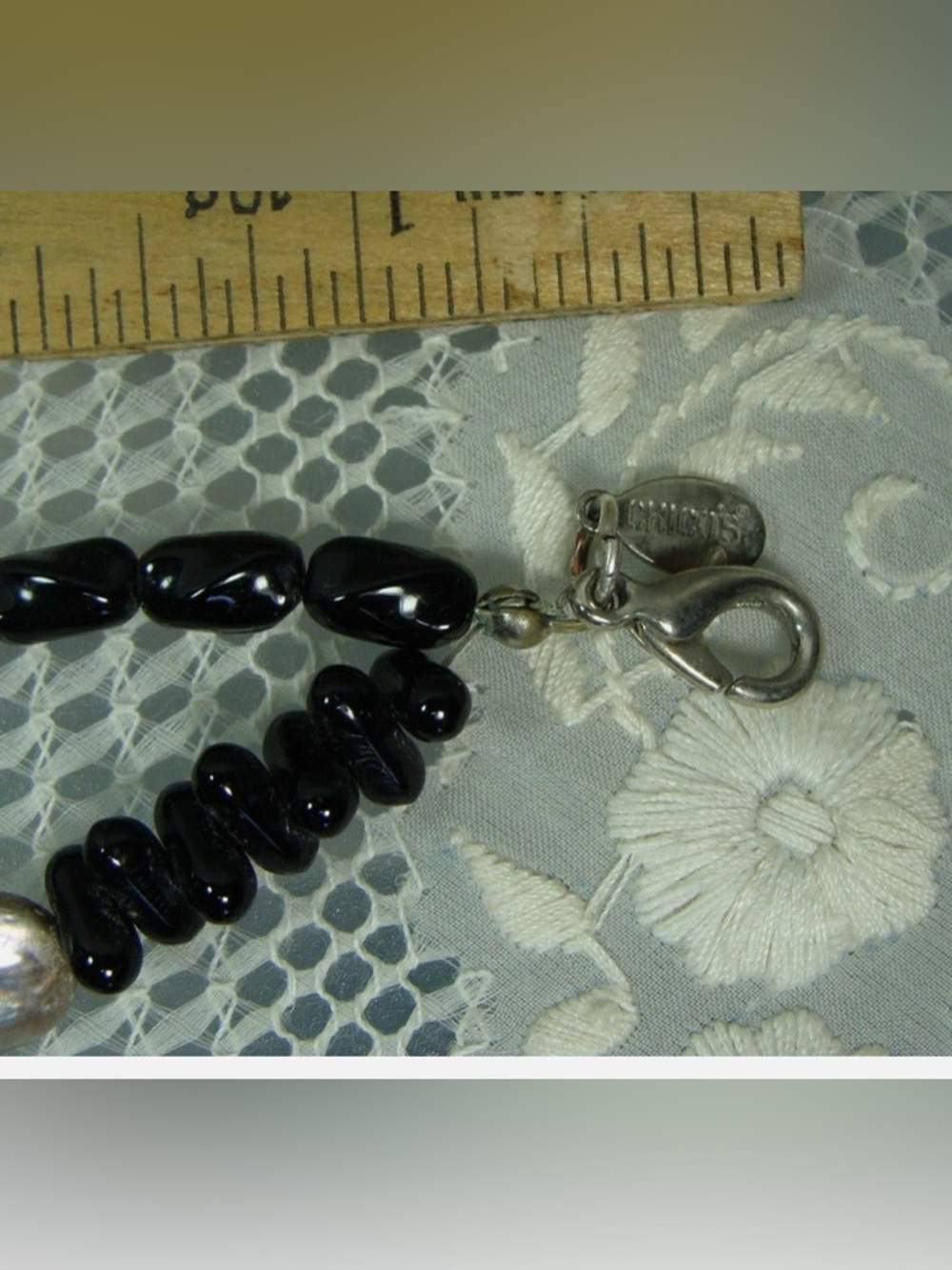 Vintage Chico’s Geisha Pendant Black Glass Necklace - Picture 6 of 6
